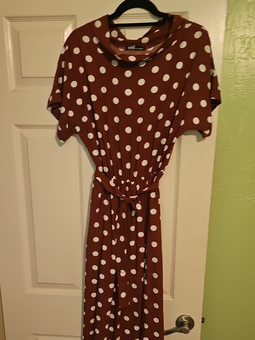 Polka Dot Tie-Waist Maxi Dress - Rust/White